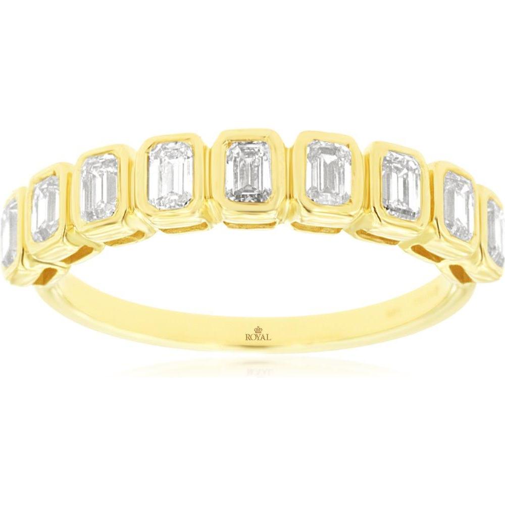 Royal 14K Yellow Gold Emerald-Cut Diamond Wedding Band - 0.75 Carat Total Diamond Weight