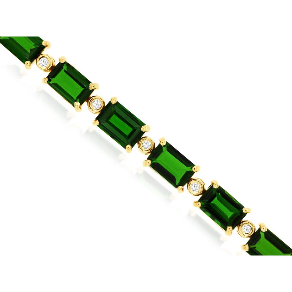Royal 14K Yellow Gold Emerald-Cut Russalite and Diamond Bracelet - 12.65 Carat Total Gem Weight