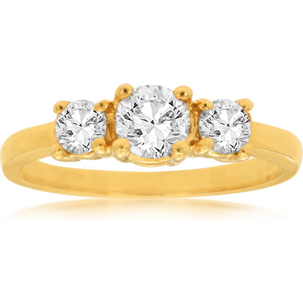 Royal 14K Yellow Gold Engagement Ring with 0.40 Carat Center Round Diamond and 0.35 Carat Side Diamonds