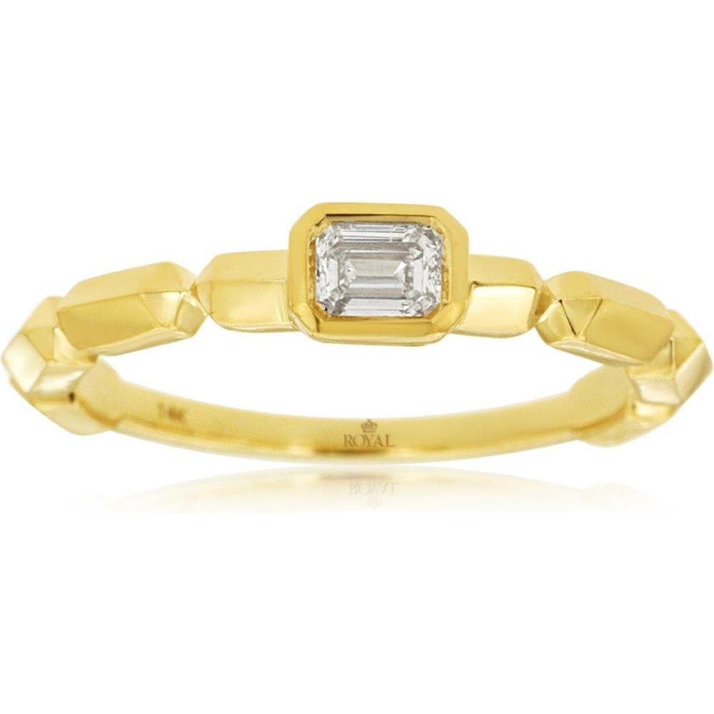 Royal 14K Yellow Gold Engagement Ring with Geometrically Set Brilliant Cut Diamond - 0.20 Carat
