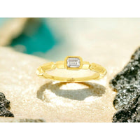 Royal 14K Yellow Gold Engagement Ring with Geometrically Set Brilliant Cut Diamond - 0.20 Carat