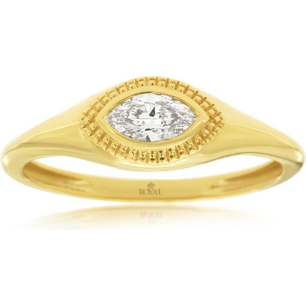 Royal 14K Yellow Gold Engagement Ring with Marquise Diamond - 0.25 Carat Total Diamond Weight
