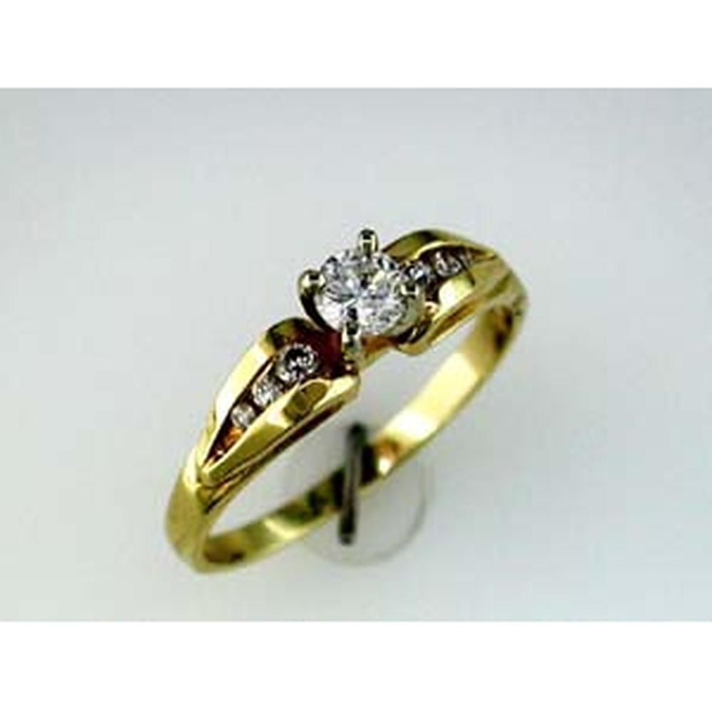 Royal 14K Yellow Gold Engagement Ring with Round Diamonds - 0.37 Carat Total Diamond Weight