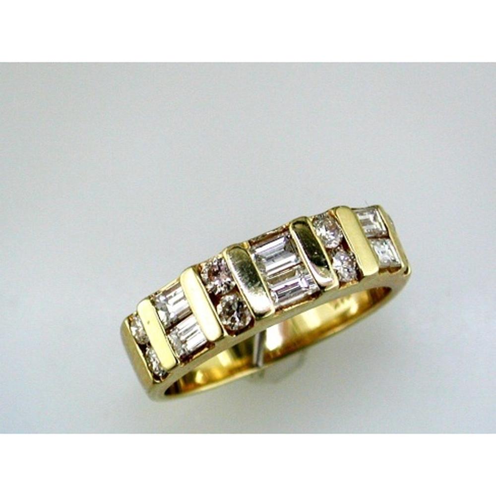 Royal 14K Yellow Gold Eternal Baguette and Round Diamond Wedding Ring - 1.46 Carat Total Diamond Weight