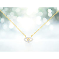Royal 14K Yellow Gold Eye Pendant Necklace with 0.08 Carats Diamonds