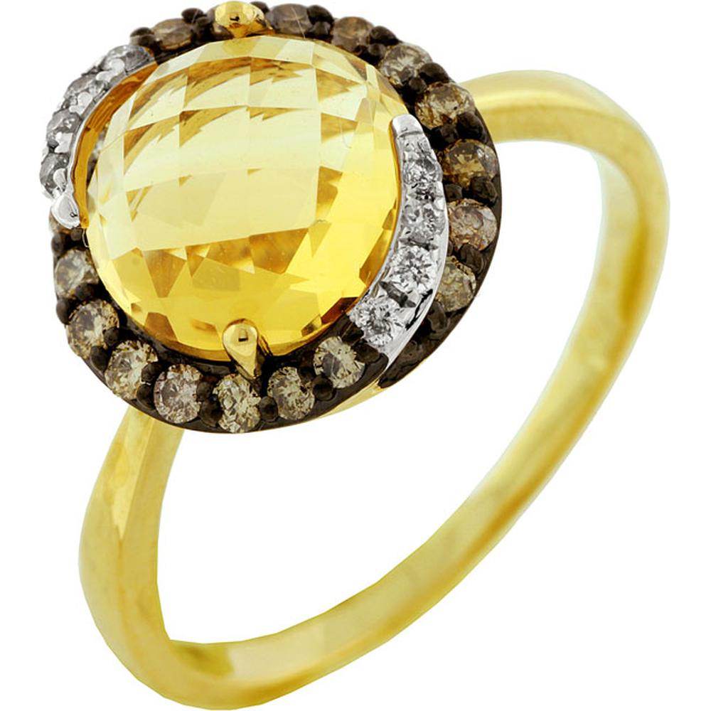 Royal 14K Yellow Gold Fancy Citrine and Diamond Ring - 2.40 Carat Citrine with 6PT+30 MCH Diamonds