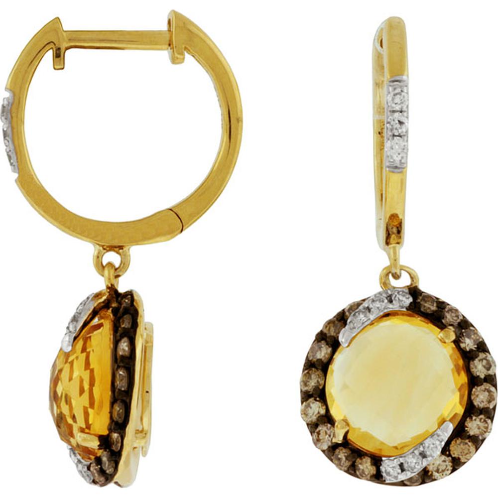 Royal 14K Yellow Gold Fancy Diamond & Citrine Earrings - 0.83 Carat Total Gem Weight