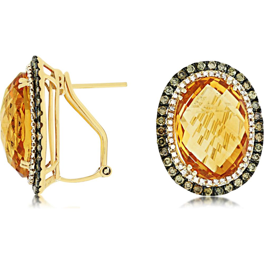 Royal 14K Yellow Gold Fancy Diamond & Citrine Earrings - 40.00 Carat Center