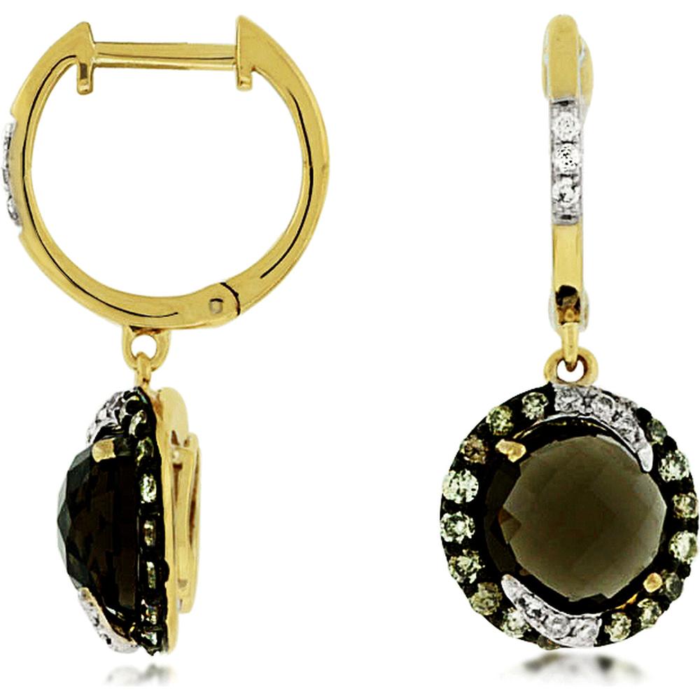 Royal 14K Yellow Gold Fancy Diamond & Smoky Quartz Earrings - 0.50 Carat Total Gem Weight