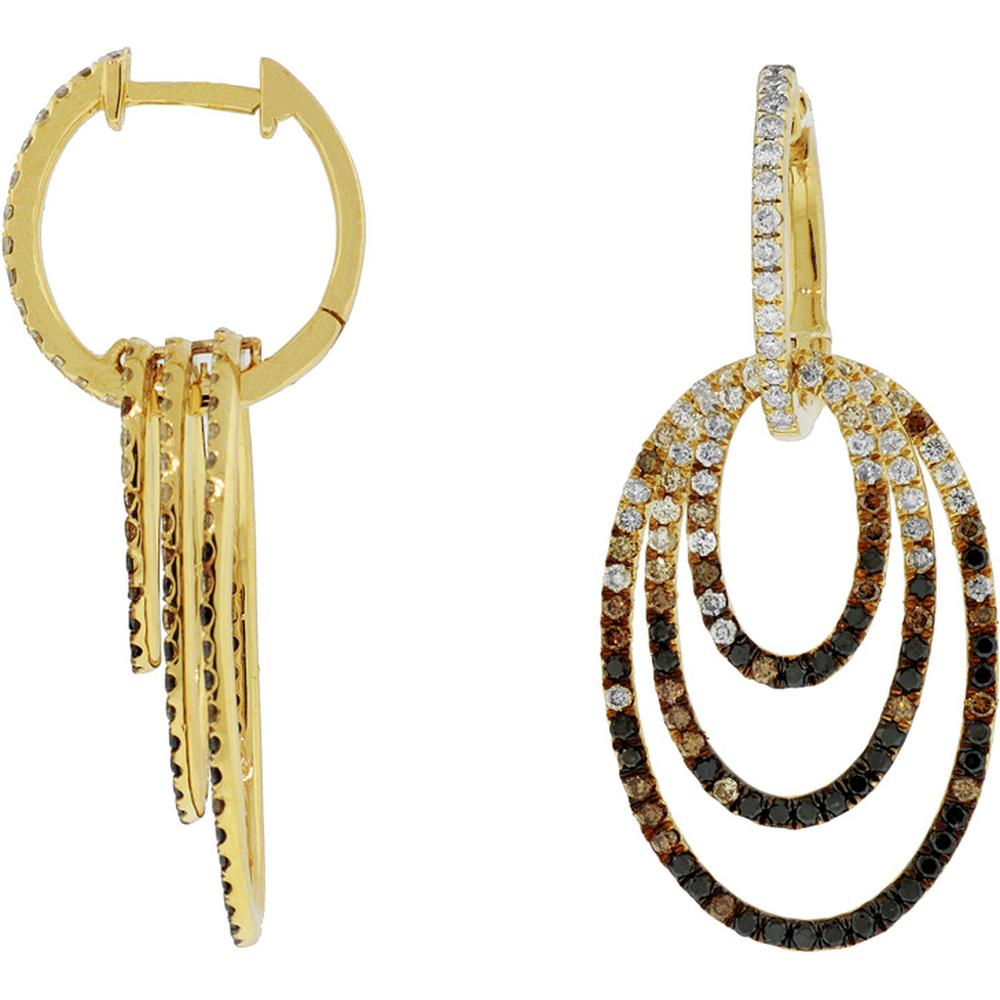 Royal 14K Yellow Gold Fancy Diamond Earrings - 1.76 Carat Total Diamond Weight