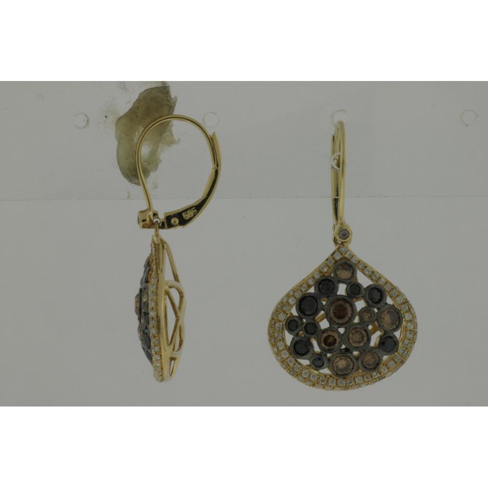 Royal 14K Yellow Gold Fancy Diamond Earrings - 1.98 Carat Total Diamond Weight