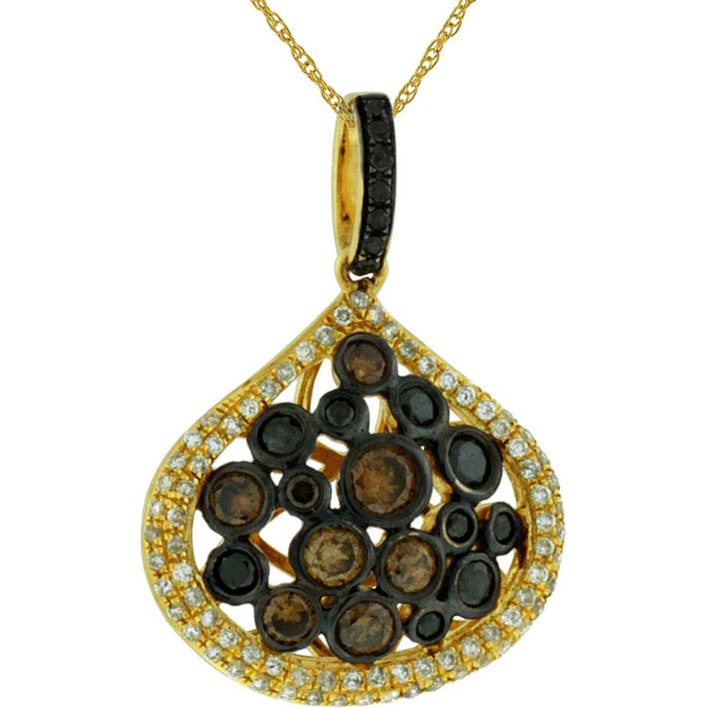 Royal 14K Yellow Gold Fancy Diamond Pendant - 0.22 Carat Main Diamond, Mocha and Black Diamond Accents