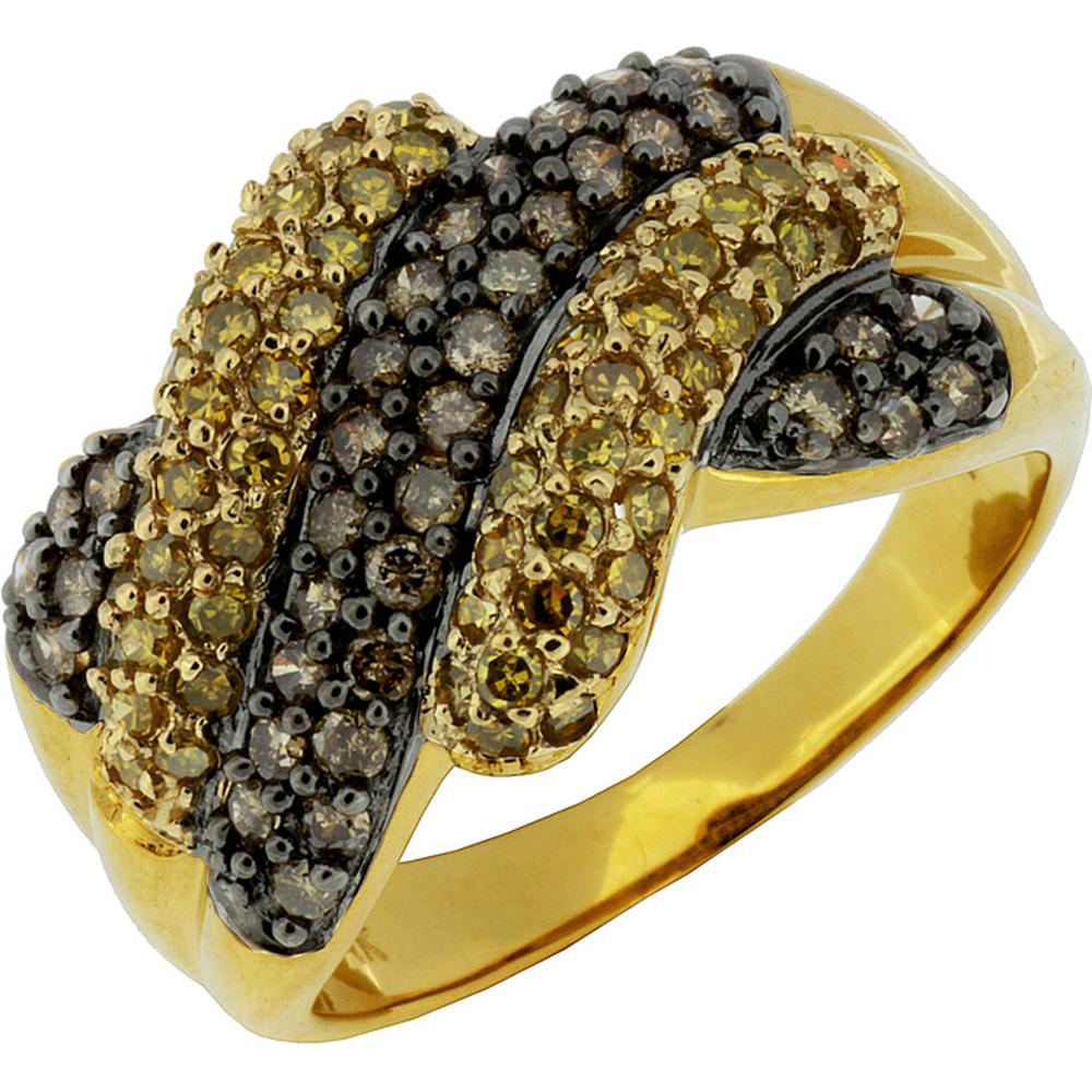 Royal 14K Yellow Gold Fancy Diamond Ring with Mocha and YL.D Diamonds - 0.42 Carat & 0.55 Carat Total Diamond Weight