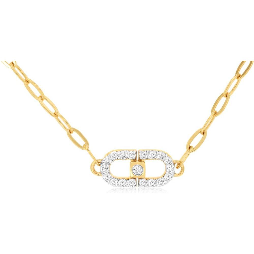 Royal 14K Yellow Gold Fancy Link Necklace with 0.60 Carat Diamond Centerpiece