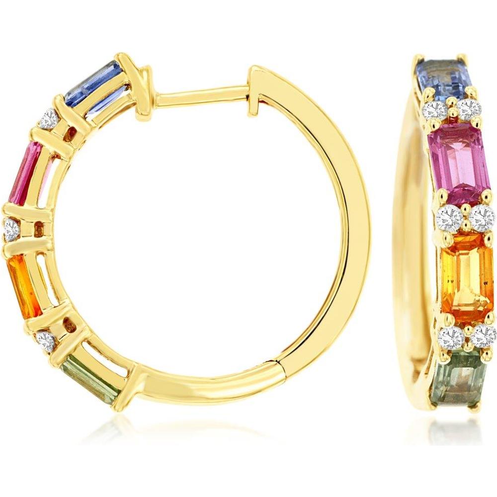 Royal 14K Yellow Gold Fancy Sapphire & Diamond Earrings - 2.8 Carat Total Gem Weight