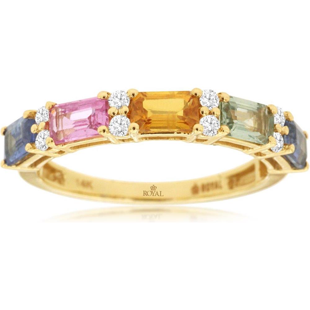 Royal 14K Yellow Gold Fancy Sapphire & Diamond Ring - 1.8 Carat Sapphire, 0.13 Carat Diamond