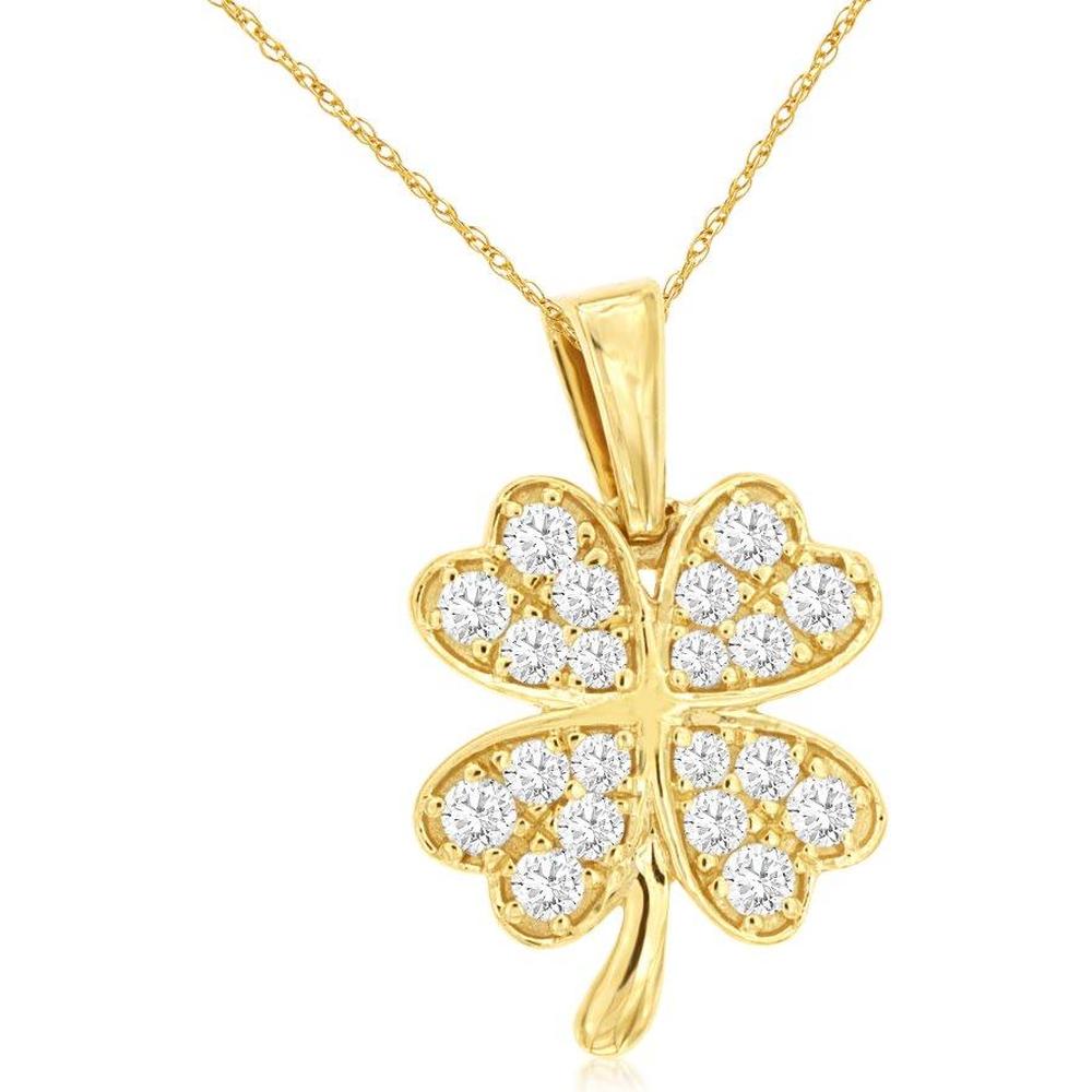Royal 14K Yellow Gold Four-Leaf Clover Diamond Pendant - 0.40 Carats Total Diamond Weight