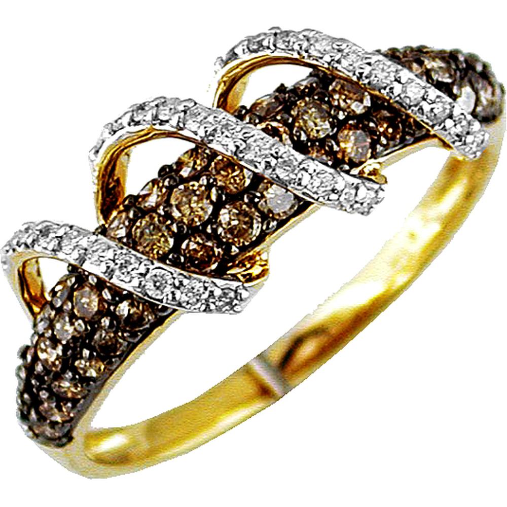 Royal 14K Yellow Gold Free Form Diamond & Mocha Diamond Ring - 0.76 Carat Total Diamond Weight