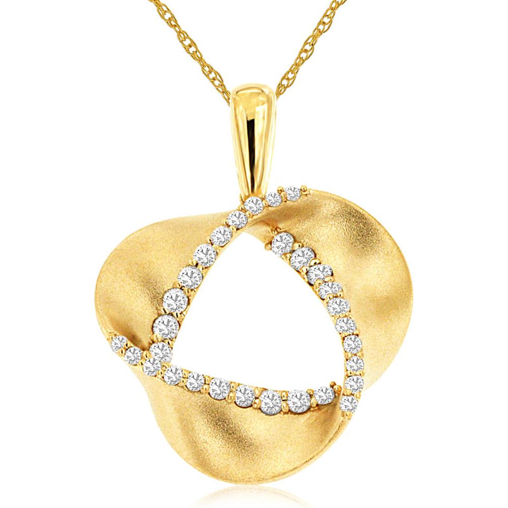 Royal 14K Yellow Gold Free Form Diamond Pendant - 0.20 Carat Total Diamond Weight
