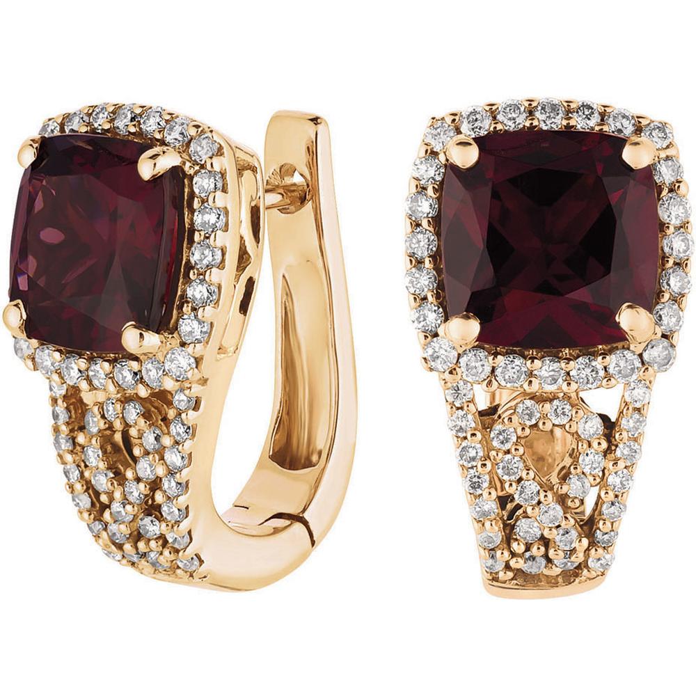 Royal 14K Yellow Gold Garnet & Diamond Earrings - 3.65 Carat Total Gem Weight
