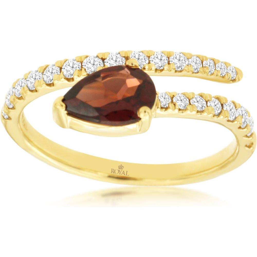Royal 14K Yellow Gold Garnet & Diamond Pear-Shaped Halo Ring - 1.17 Carats Total Gem Weight