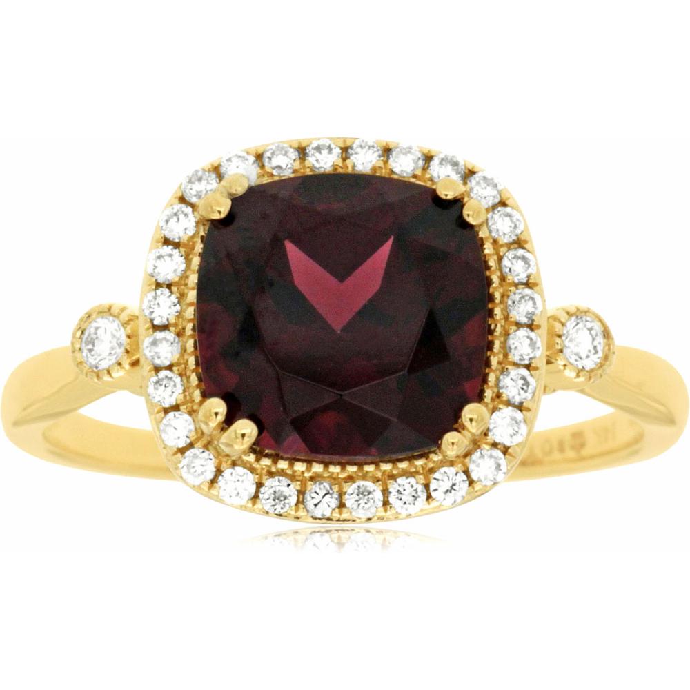 Royal 14K Yellow Gold Garnet & Diamond Ring - Stunning Red Gemstone Jewelry