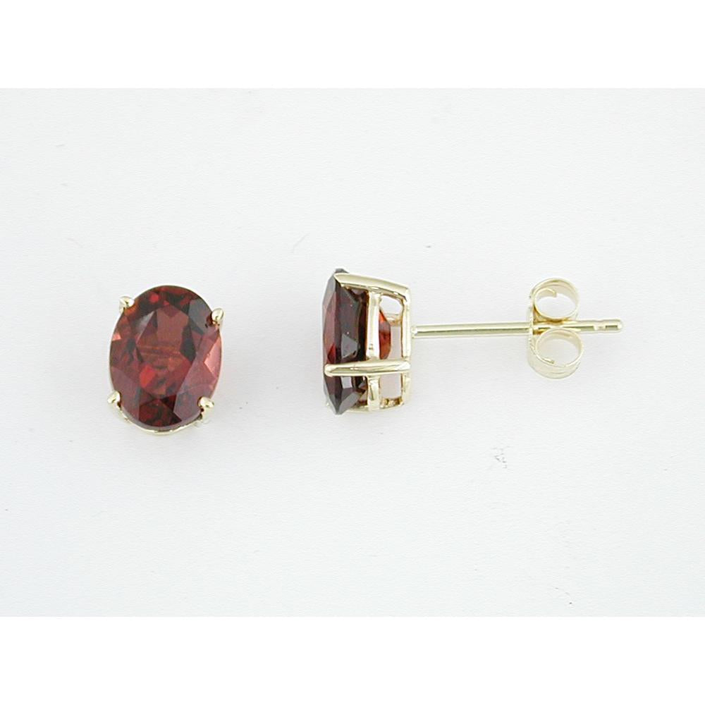 Royal 14K Yellow Gold Garnet Stud Earrings - 2.80 Carat Total Gem Weight