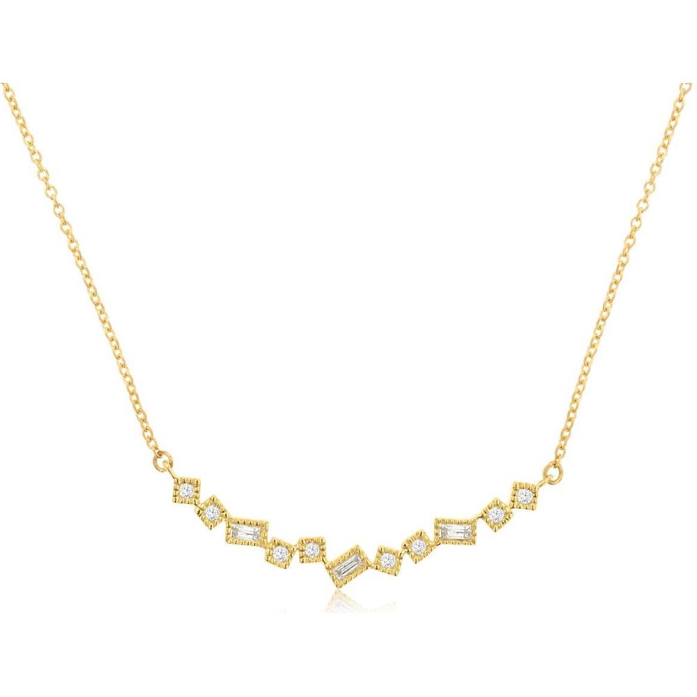 Royal 14K Yellow Gold Geometric Diamond Necklace - 0.08 Carat Total Diamond Weight