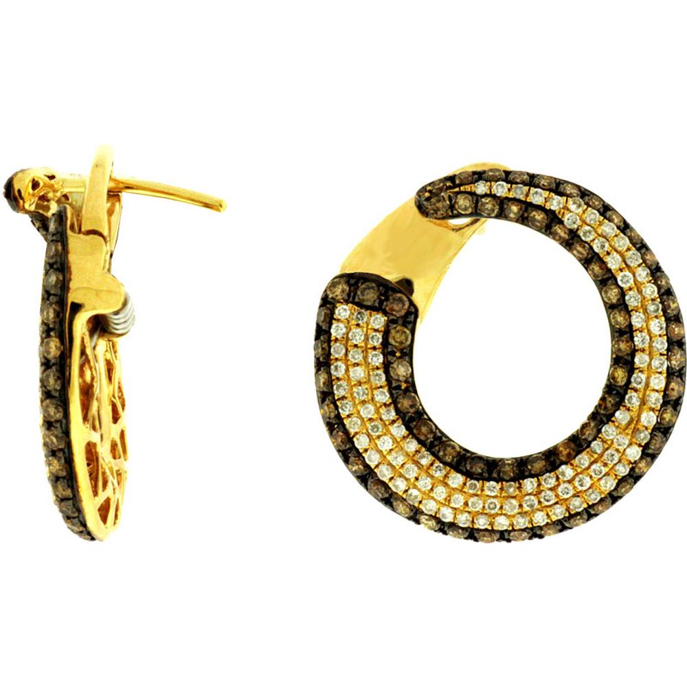 Royal 14K Yellow Gold Halo Diamond & Mocha Diamond Earrings - Enchanting Luxury