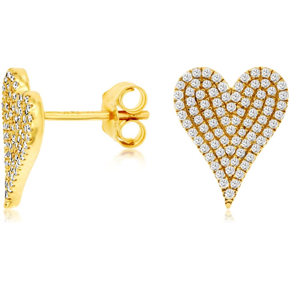 Royal 14K Yellow Gold Heart Diamond Earrings - 0.35 Carat Total Diamond Weight