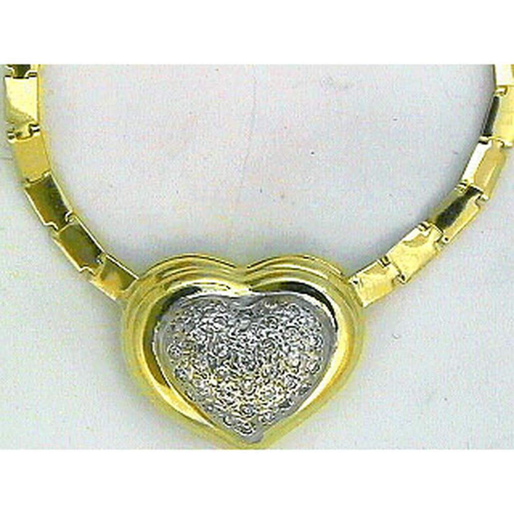 Royal 14K Yellow Gold Heart Diamond Necklace - 0.67 Carat Total Diamond Weight