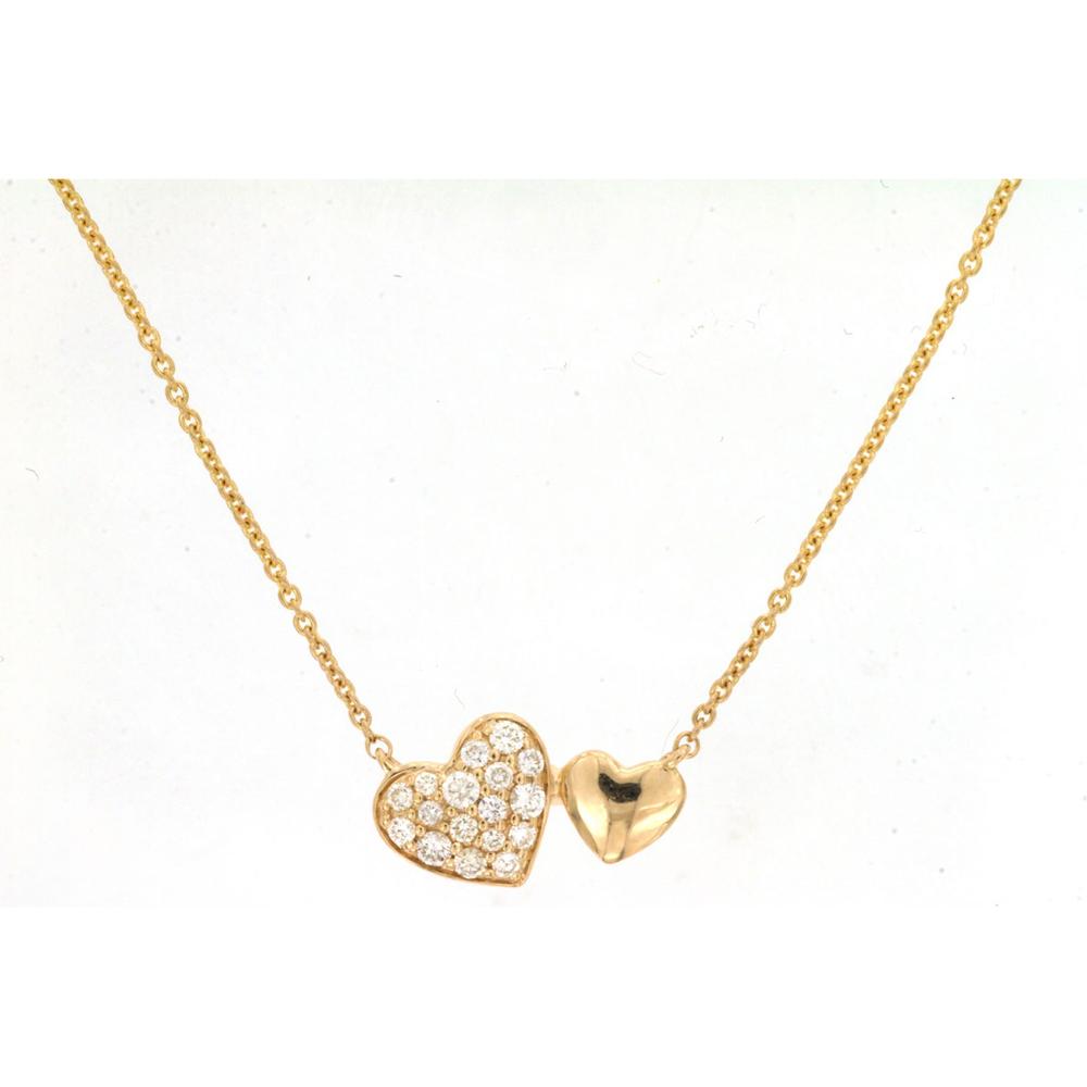 Royal 14K Yellow Gold Heart Pendant Necklace with 0.13 Carat Diamonds