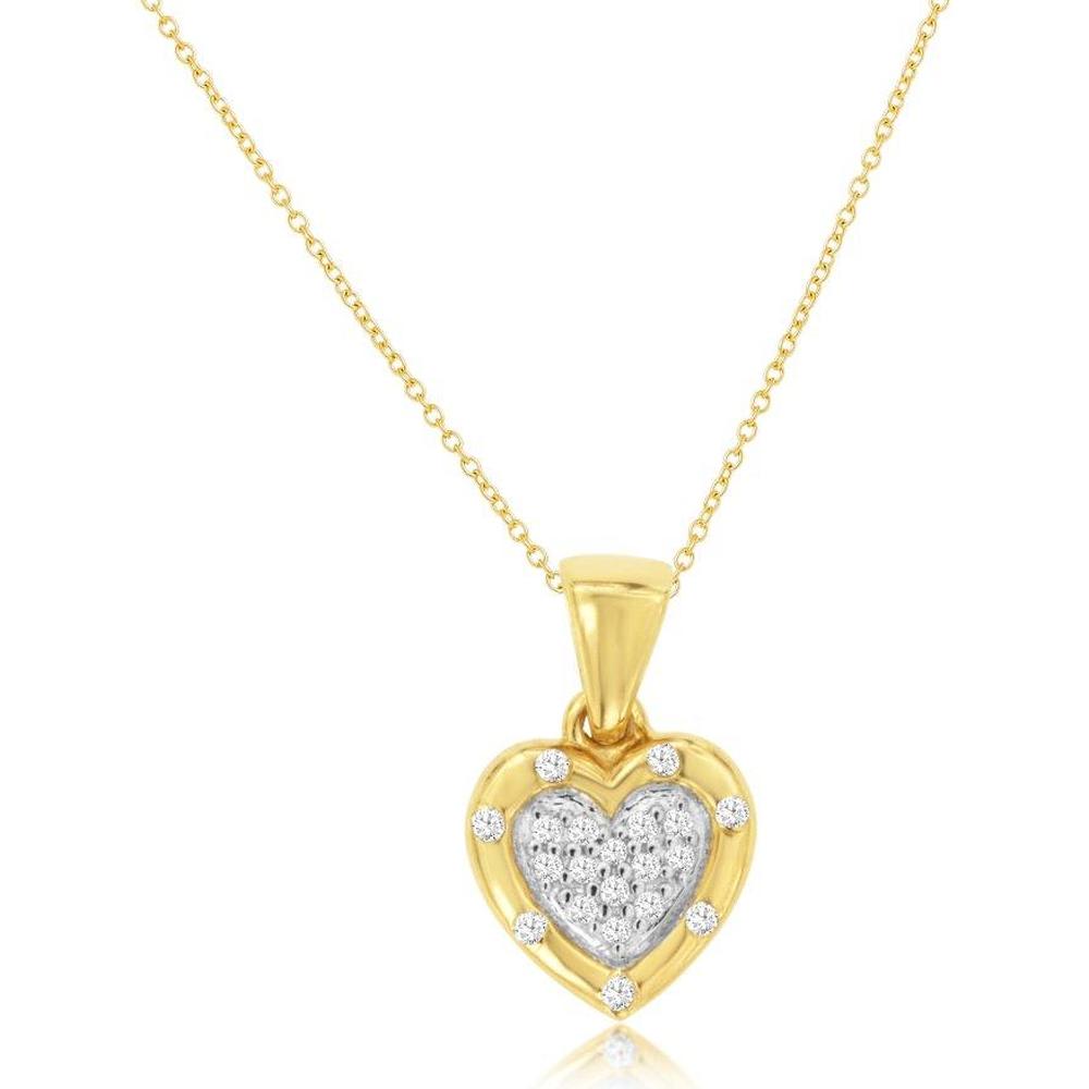 Royal 14K Yellow Gold Heart Pendant with 0.07 Carat Diamond and Halo Accents