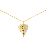 Royal 14K Yellow Gold Heart Pendant with 0.24 Carats Total Diamond Weight and Pavé Design