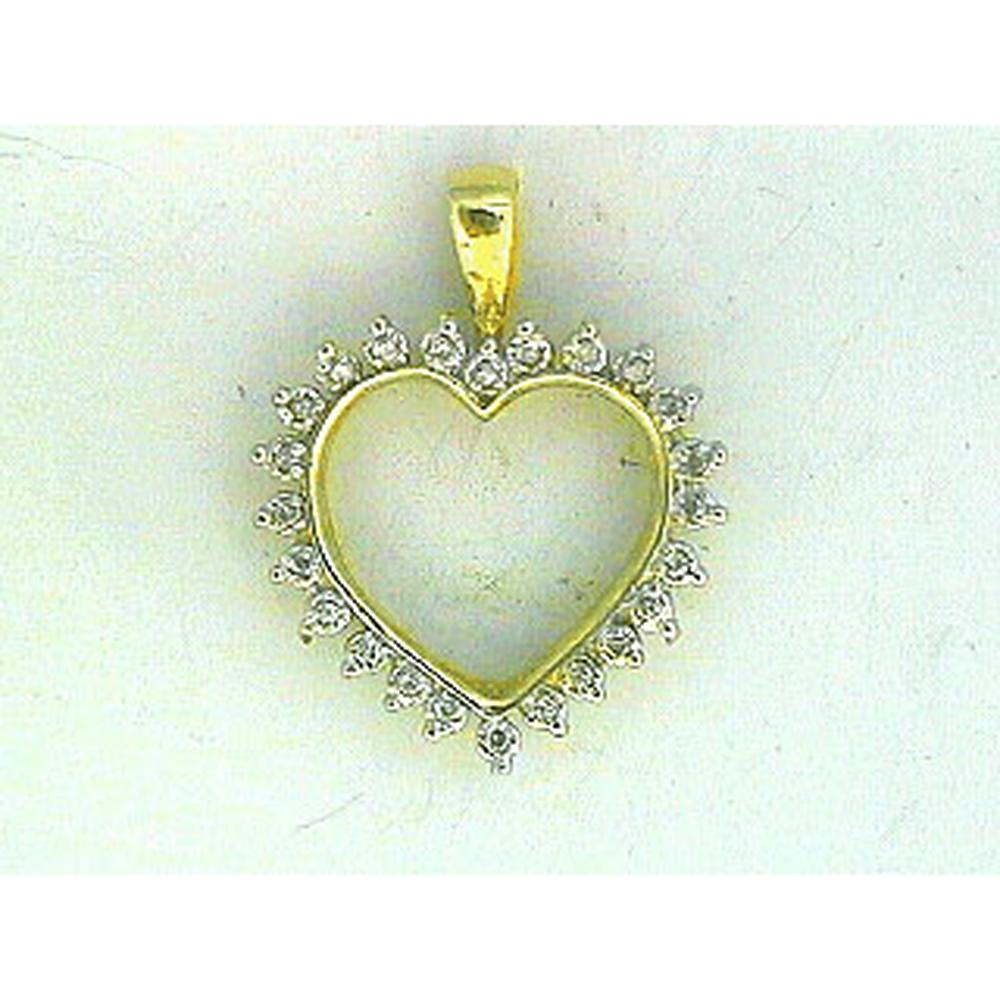 Royal 14K Yellow Gold Heart Pendant with 0.26 Carat Round Diamond