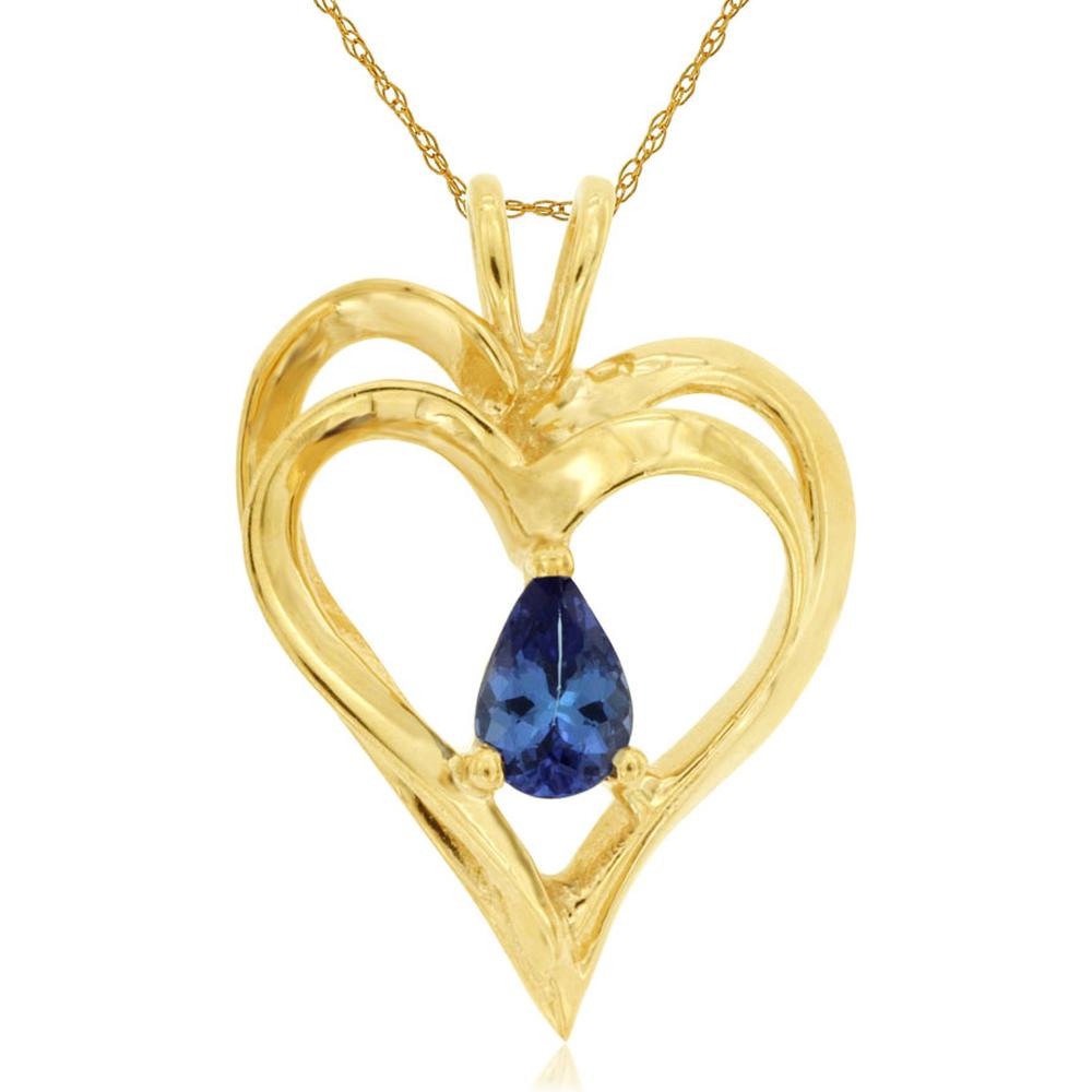 Royal 14K Yellow Gold Heart-Shaped Tanzanite Pendant - 0.50 Carat Total Gem Weight