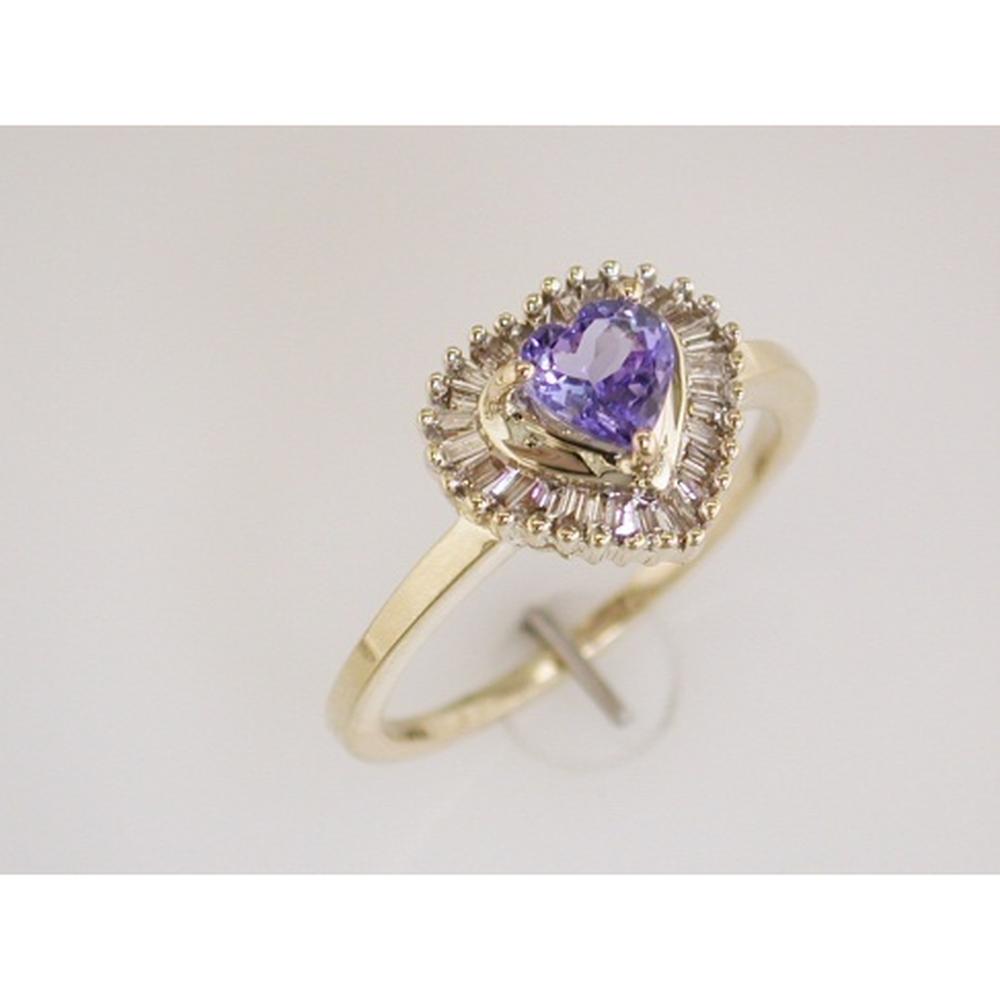 Royal 14K Yellow Gold Heart Tanzanite & Diamond Ring - 0.45 Carat Tanzanite, 0.25 Carat Diamond Total Weight