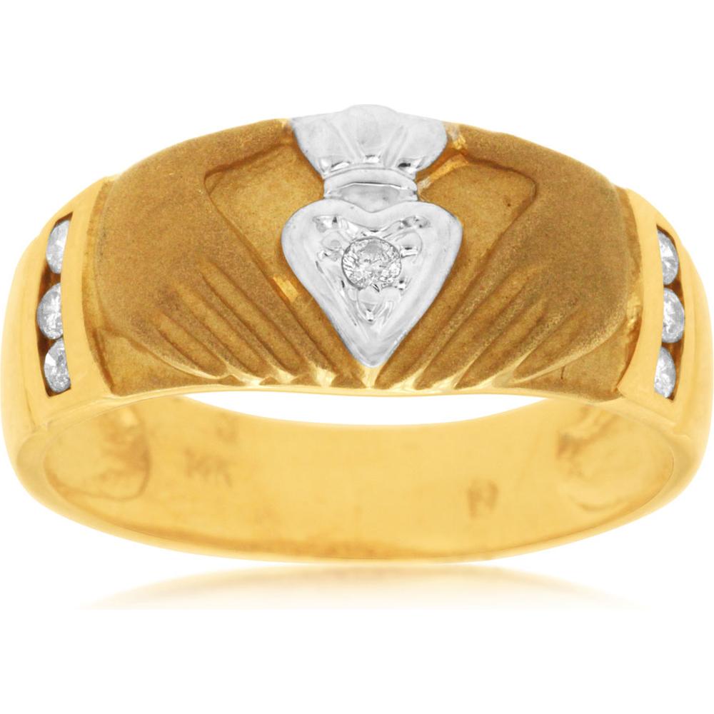 Royal 14K Yellow Gold His & Her Diamond Ring - 0.16 Carat Total Diamond Weight