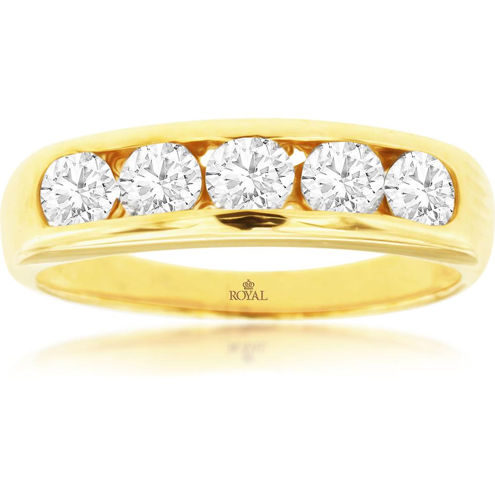 Royal 14K Yellow Gold His & Hers Diamond Band - 1.00 Carat Total Diamond Weight