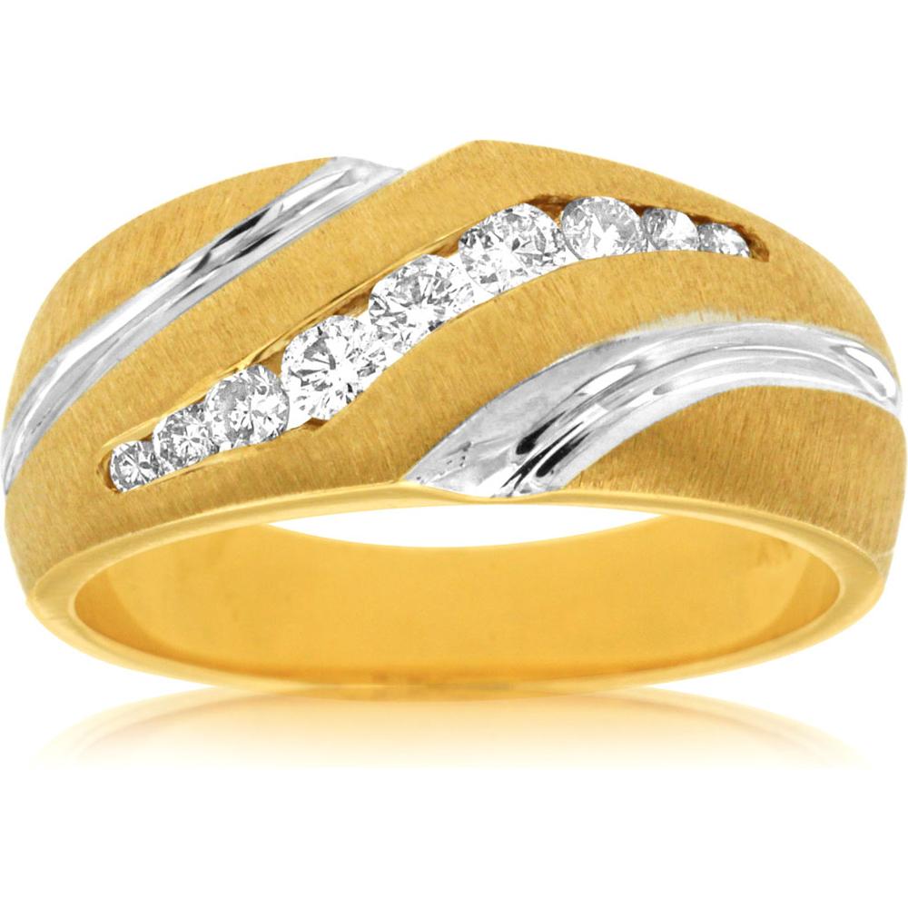 Royal 14K Yellow Gold His & Hers Diamond Ring - 0.21 Carat Total Diamond Weight
