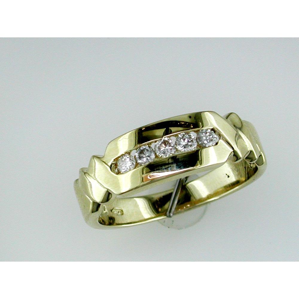 Royal 14K Yellow Gold His & Hers Wedding Bands with Round Diamonds - 0.20 Carat Total Diamond Weight