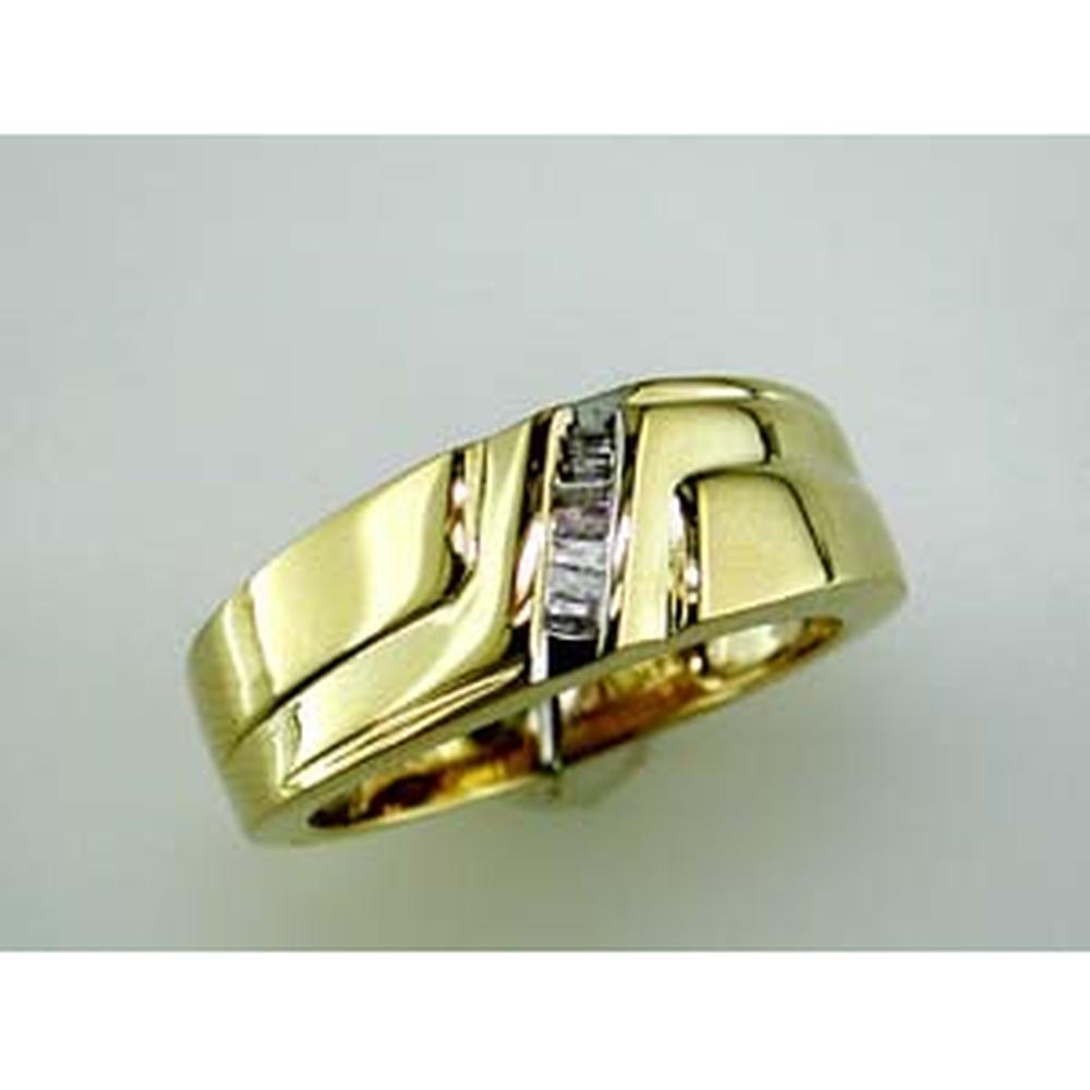 Royal 14K Yellow Gold His & Hers Wedding Ring with Baguette Diamond - 0.10 Carat Total Diamond Weight