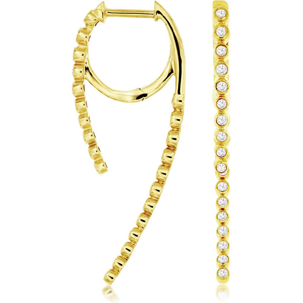 Royal 14K Yellow Gold Hoop Earrings with Channel-Set Round Diamonds - 0.42 Carats Total Diamond Weight