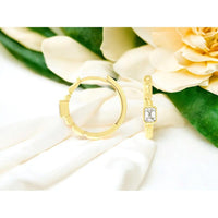 Royal 14K Yellow Gold Huggie Earrings with Bezel-Set Emerald-Cut Diamonds - 0.30 Carats Total Diamond Weight