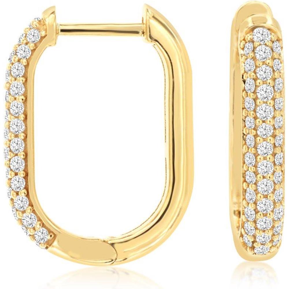 Royal 14K Yellow Gold Huggie Earrings with Round Brilliant Diamonds - 0.50 Carat Total Diamond Weight