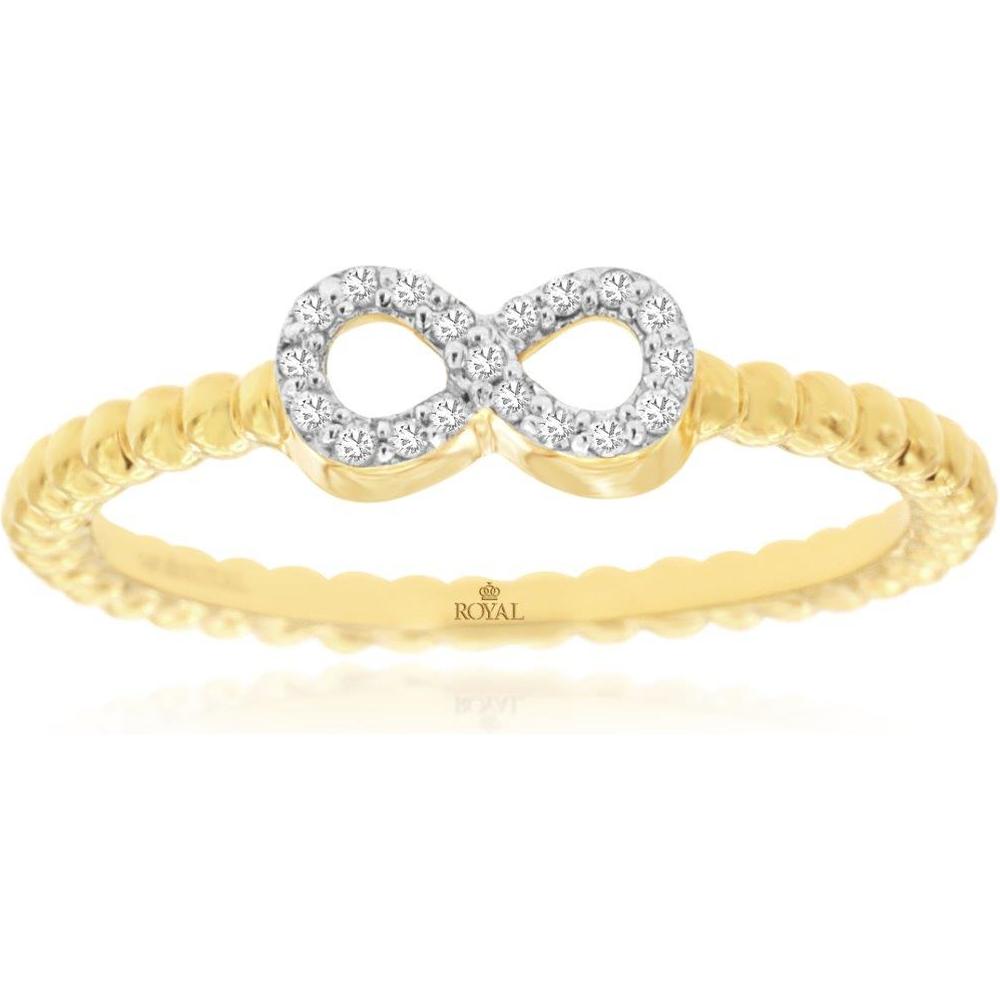 Royal 14K Yellow Gold Infinity Diamond Ring with 0.05 Carat s Total Diamond Weight