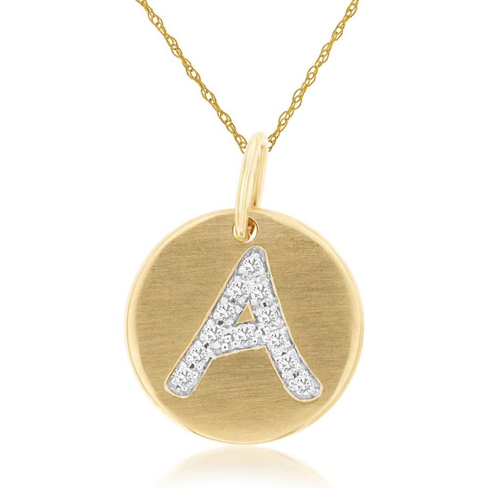 Royal 14K Yellow Gold Initial Diamond Pendant - 0.06 Carat Total Diamond Weight