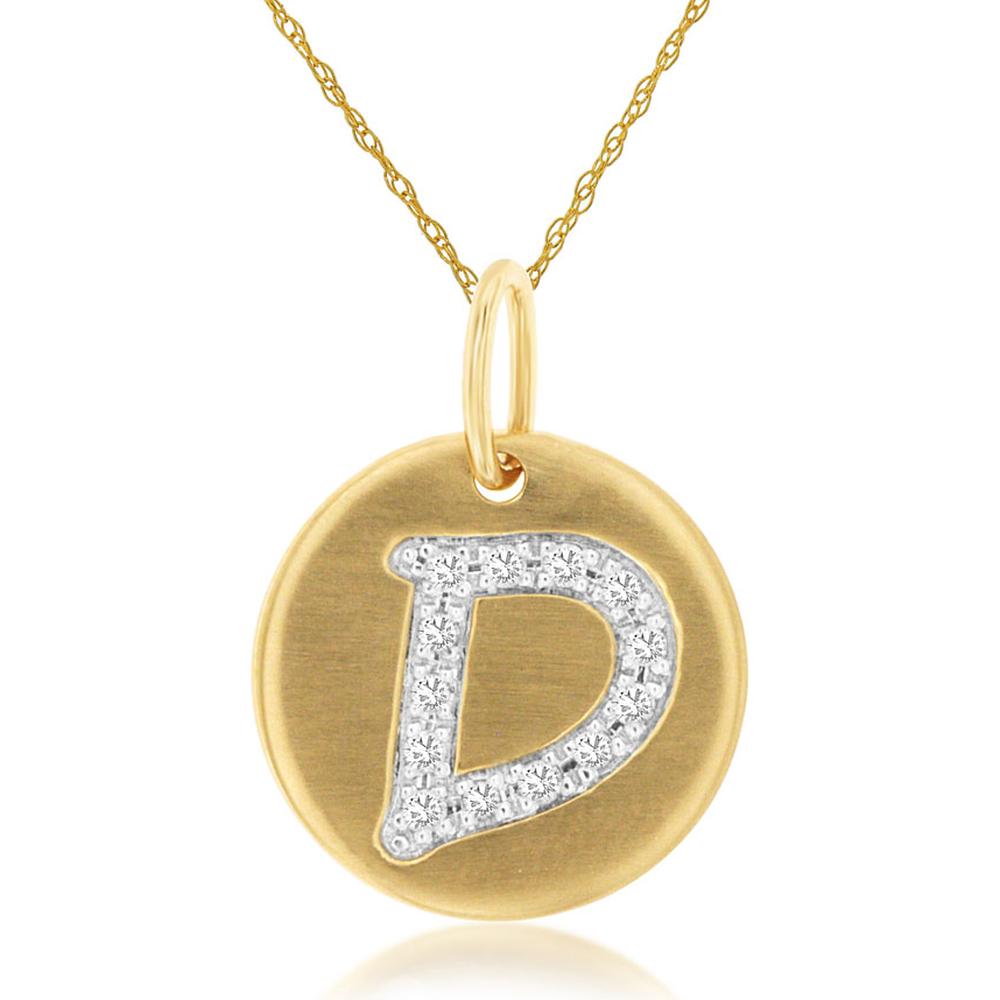 Royal 14K Yellow Gold Initial Diamond Pendant - 0.07 Carat Total Diamond Weight