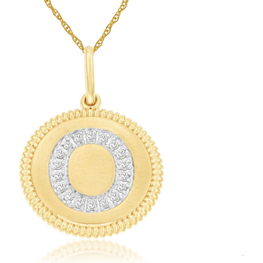 Royal 14K Yellow Gold Initial Diamond Pendant - 0.09 Carat Total Diamond Weight