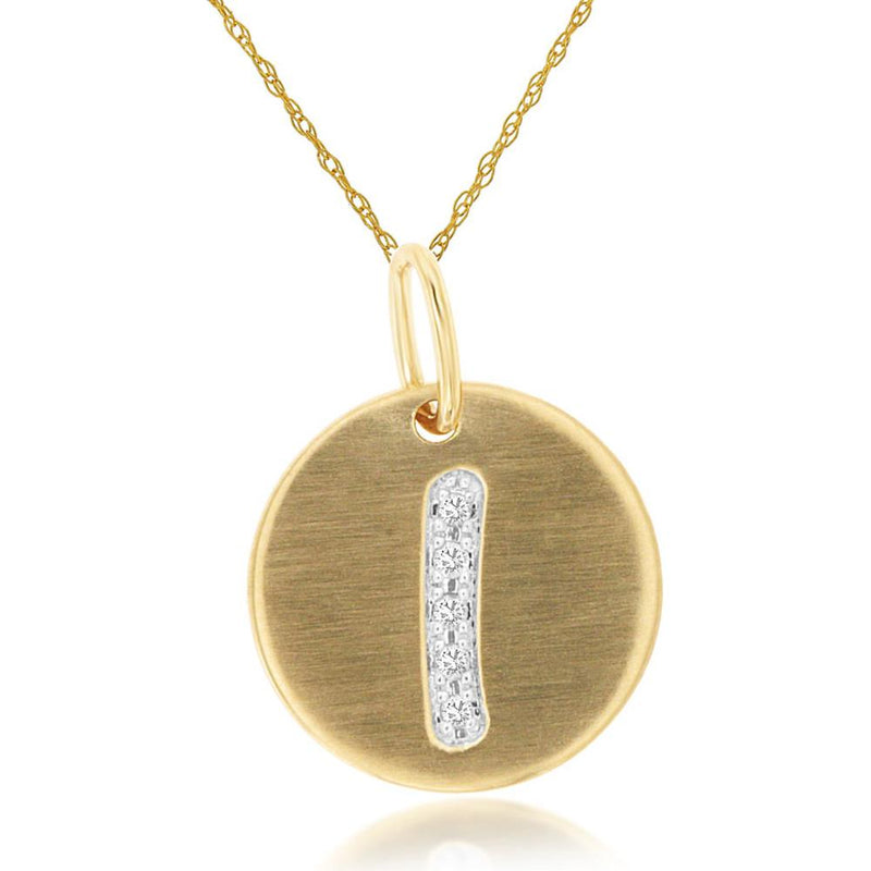 Royal 14K Yellow Gold Initial Diamond Pendant I - Personalized Elegance